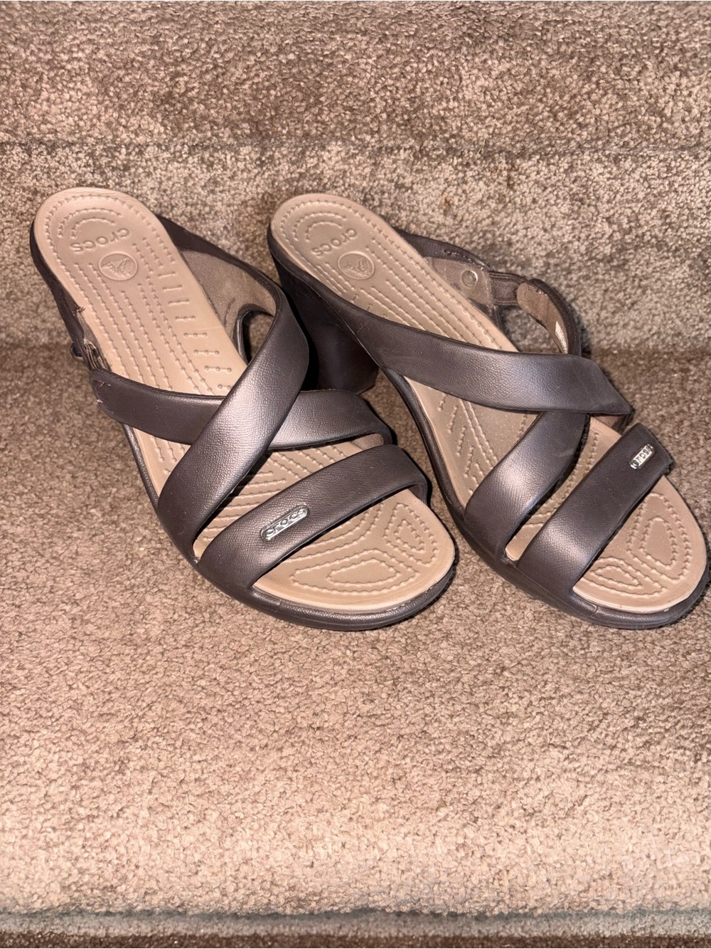 CROCS Women’s Brown Crisscross Wedge Sandals